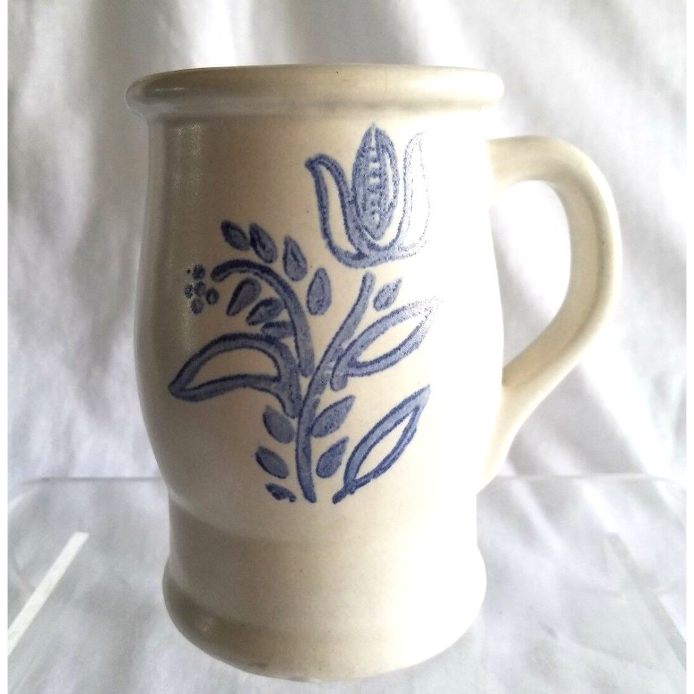 Vtg Pfaltzgraff Yorktowne Blue Tulip Coffee Mug Old Large Castle Logo USA 282Y